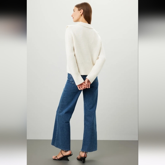 Derek Lam 10 Crosby Noelia Cream Ruffle Wool Sweater Size XL - Picture 4 of 9